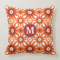 Personalized Monogram Orange Red Stars Pattern Pillow