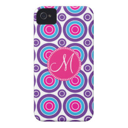 Personalized Monogram Pink Purple Circle Pattern iPhone 4 Cover