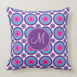 Personalized Monogram Pink Purple Circle Pattern Pillows