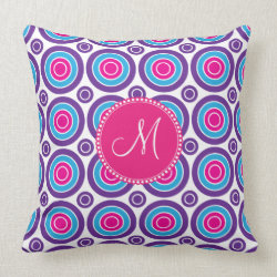 Personalized Monogram Pink Purple Circle Pattern Throw Pillows