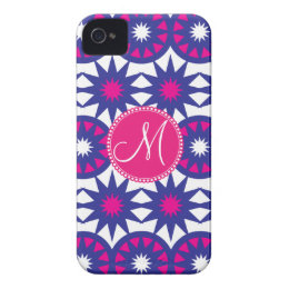 Personalized Monogram Purple Pink Stars Circles Case-Mate iPhone 4 Case