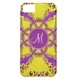 Personalized Monogram Purple Yellow Funky Pattern iPhone 5C Cases