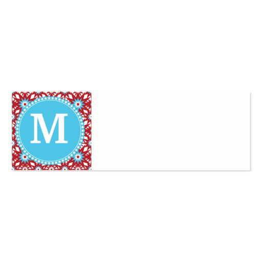 Personalized Monogram Red Teal Blue Star Pattern Business Card Template (front side)