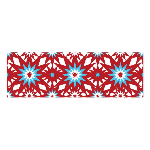Personalized Monogram Red Teal Blue Star Pattern Business Card Template (back side)