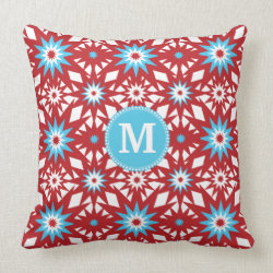 Personalized Monogram Red Teal Blue Star Pattern Pillows