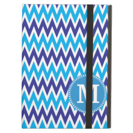 Personalized Monogram Teal Blue Chevron ZigZags iPad Folio Cases