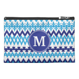 Personalized Monogram Teal Blue Tribal Chevron Travel Accessories Bag