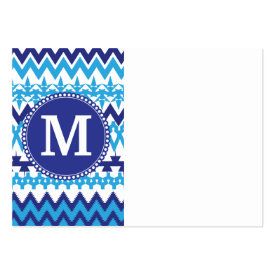 Personalized Monogram Teal Blue Tribal Chevron Business Card Template
