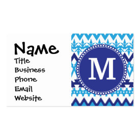 Personalized Monogram Teal Blue Tribal Chevron Business Cards