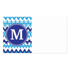 Personalized Monogram Teal Blue Tribal Chevron Business Card