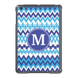 Personalized Monogram Teal Blue Tribal Chevron iPad Mini Case
