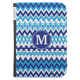 Personalized Monogram Teal Blue Tribal Chevron Kindle 3 Case