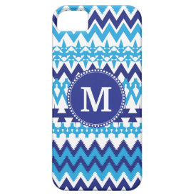 Personalized Monogram Teal Blue Tribal Chevron iPhone 5 Cases