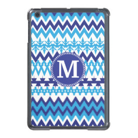 Personalized Monogram Teal Blue Tribal Chevron Case For iPad Mini
