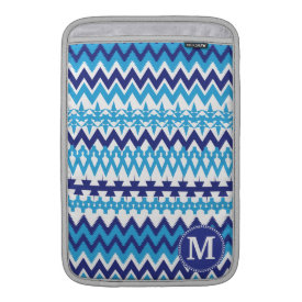 Personalized Monogram Teal Blue Tribal Chevron MacBook Sleeves