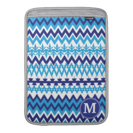 Personalized Monogram Teal Blue Tribal Chevron MacBook Air Sleeve