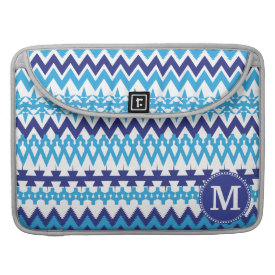 Personalized Monogram Teal Blue Tribal Chevron MacBook Pro Sleeve