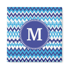 Personalized Monogram Teal Blue Tribal Chevron Magnet