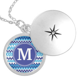 Personalized Monogram Teal Blue Tribal Chevron Jewelry