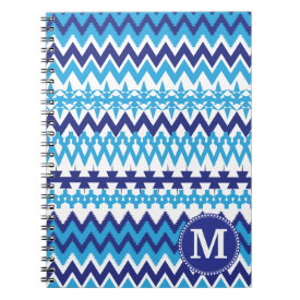 Personalized Monogram Teal Blue Tribal Chevron Journal