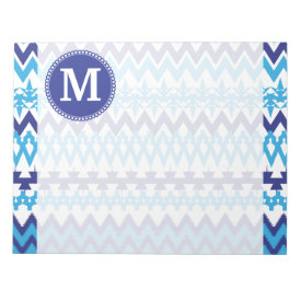 Personalized Monogram Teal Blue Tribal Chevron Note Pads