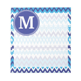 Personalized Monogram Teal Blue Tribal Chevron Notepad