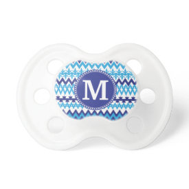 Personalized Monogram Teal Blue Tribal Chevron Baby Pacifier