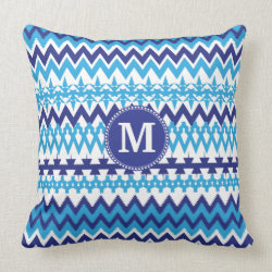 Personalized Monogram Teal Blue Tribal Chevron Pillows