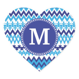 Personalized Monogram Teal Blue Tribal Chevron Sticker