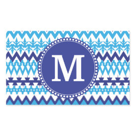 Personalized Monogram Teal Blue Tribal Chevron Sticker