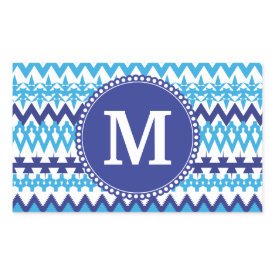 Personalized Monogram Teal Blue Tribal Chevron Sticker