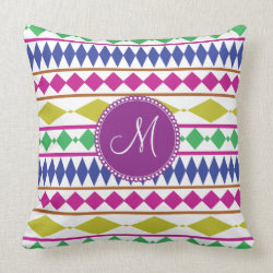 Personalized Monogram Tribal Geometric Pattern Pillows