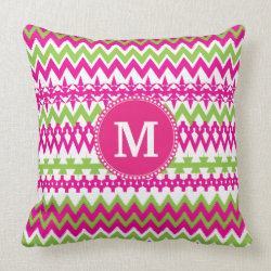 Personalized Monogram Tribal Pattern Pink Chevron Pillows
