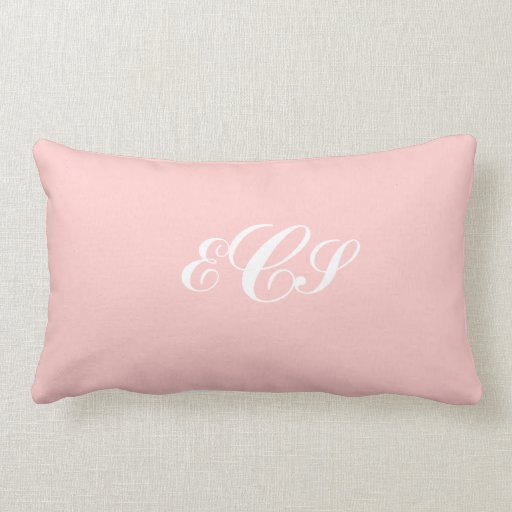 Personalized Monogrammed Pink and White Throw Pill Lumbar Pillow Zazzle