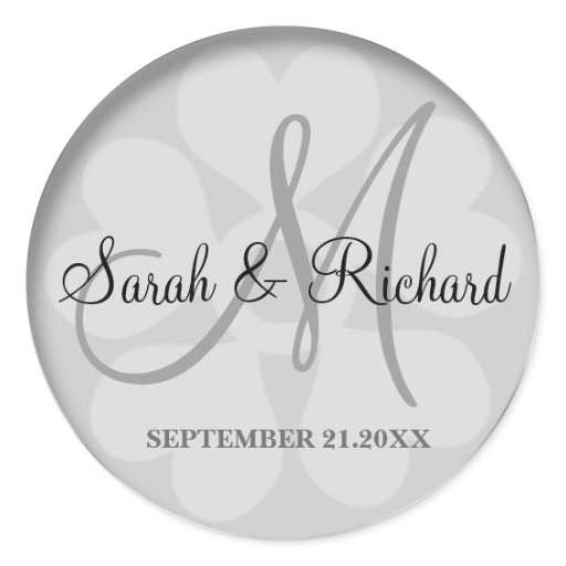 Personalized Monogrammed Wedding Stickers Round Sticker Zazzle