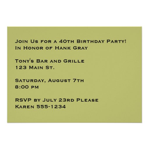 Personalized Motorcycle 40th Birthday Party Custom Invite