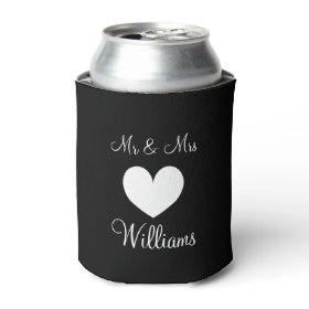 Personalized Mr and Mrs wedding can coolers Can Cooler