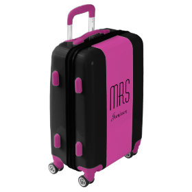 Personalized MRS Black and Pink Suitcase Luggage