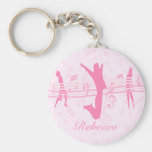 Personalized Music Dance and Drama Pink Key Chains