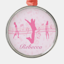 Personalized Music Dance and Drama Pink Christmas Ornament