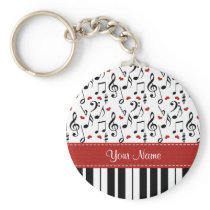 Personalized Music Note Piano Keychain