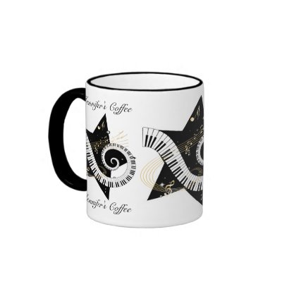 Personalized Musical Star golden notes Coffee Mugs