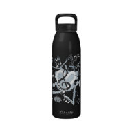 Musician Stainless Steel 500ml Water bottle personalised with a name and a Musical themed design