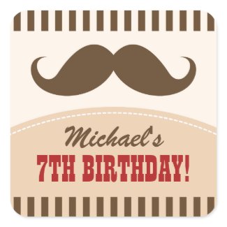 Personalized mustache bash birthday stickers sticker