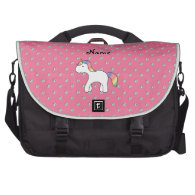 Personalized name baby unicorn pink diamonds laptop commuter bag
