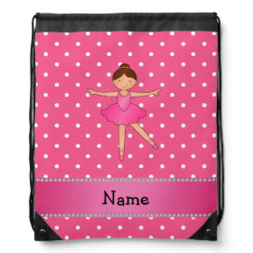 Personalized name ballerina pink white polka dots backpacks
