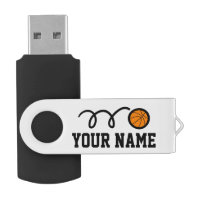 Personalized name basketball USB pen flash drive Swivel USB 2.0 Flash Drive