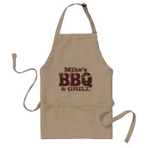 Personalized name BBQ apron for guys | Brown beige