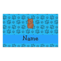 Personalized name bear blue paw pattern rectangular stickers