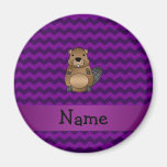 Personalized name beaver purple chevrons magnet